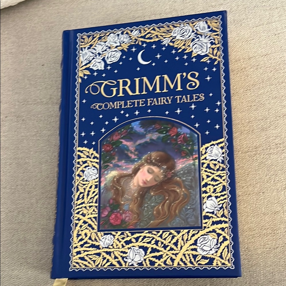 Barnes and Noble Grimm’s Fairy Tale BookElegant Blue with Gold and White Design